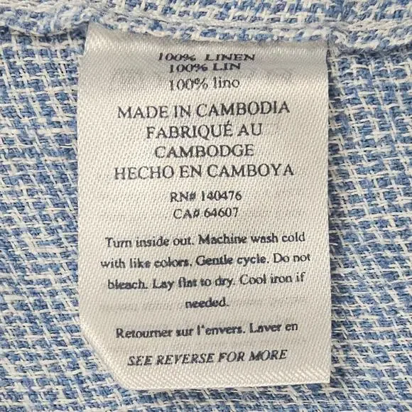 NWT Faherty Shirt Mens XXL Blue Linen Palma Short Sleeve Coastal Casual Nautical - Picture 8 of 11